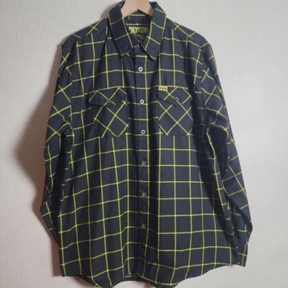 Dixxon Other - Dixxon Flannel Company Shirt Mens XL Black Yellow Chessboxin Plaid Casual